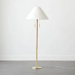 Pogo Brass And Cane Floor Lamp