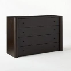 Port Low 4-Drawer Blackened Walnut Wood Dresser -Home Furnishing Store PortBlckndWdShrtDresser3QSSS21
