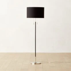 Prix Leather And Polished Nickel Floor Lamp