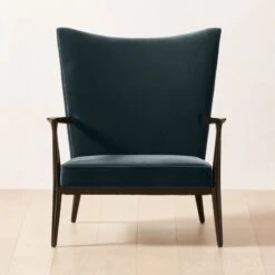 Pull-Up Slate Velvet Lounge Chair Model 1321
