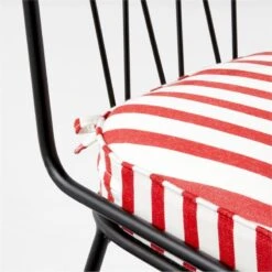 Pavilion Black Armless Outdoor Dining Chair With Striped Sunbrella ® Cushion Model 6150 Set Of 2 -Home Furnishing Store PvlnBkALDnChrWStdChM6150AVSSS22 1