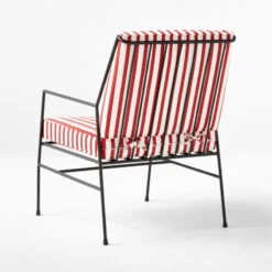 Pavilion Black Metal Outdoor Lounge Chair With Striped Cushion Model 6471 12 Pavilion Black Metal Outdoor Lounge Chair With Striped Cushion Model 6471 -Home Furnishing Store PvlnBkLngChrWSdChM64713QBSSS22