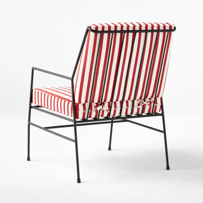 Pavilion Black Metal Outdoor Lounge Chair With Striped Cushion Model 6471 7 Pavilion Black Metal Outdoor Lounge Chair With Striped Cushion Model 6471 - Image 5