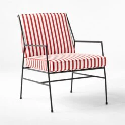 Pavilion Black Metal Outdoor Lounge Chair With Striped Cushion Model 6471 10 Pavilion Black Metal Outdoor Lounge Chair With Striped Cushion Model 6471 -Home Furnishing Store PvlnBkLngChrWSdChM64713QSSS22