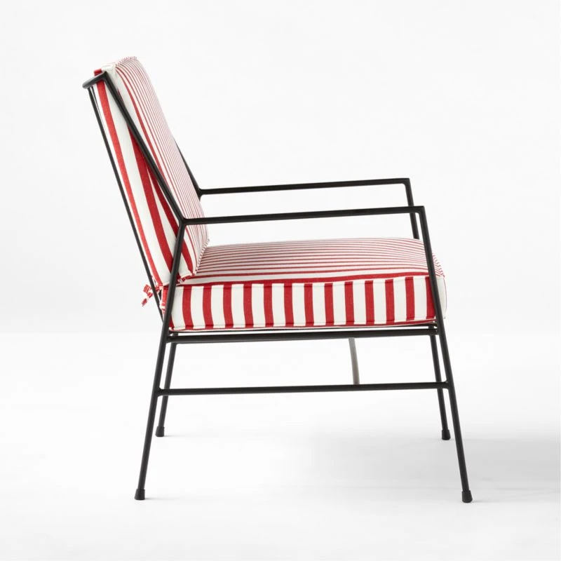 Pavilion Black Metal Outdoor Lounge Chair With Striped Cushion Model 6471 6 Pavilion Black Metal Outdoor Lounge Chair With Striped Cushion Model 6471 - Image 4