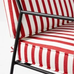 Pavilion Black Metal Outdoor Sofa With Striped Sunbrella Cushions Model 6490 -Home Furnishing Store PvlnBkSofaChrWSdChM6490AVSSS22