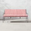 Pavilion Black Metal Outdoor Sofa With Striped Sunbrella Cushions Model 6490 -Home Furnishing Store PvlnBkSofaWSdChM6490SHS22