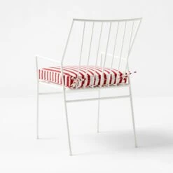 Pavilion Ivory Outdoor Patio Dining Armchair With Striped Sunbrella Cushion Model 6470 16 Pavilion Ivory Outdoor Patio Dining Armchair With Striped Sunbrella Cushion Model 6470 -Home Furnishing Store PvlnIvDngChrWStdChM64703QBSSS22