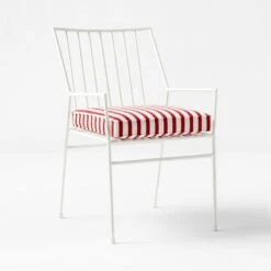 Pavilion Ivory Outdoor Patio Dining Armchair With Striped Sunbrella Cushion Model 6470 14 Pavilion Ivory Outdoor Patio Dining Armchair With Striped Sunbrella Cushion Model 6470 -Home Furnishing Store PvlnIvDngChrWStdChM64703QSSS22