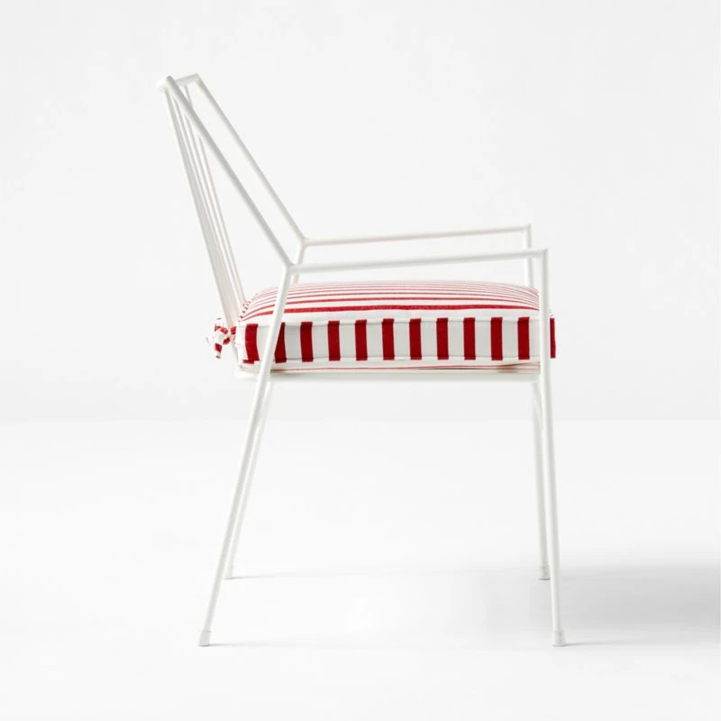 Pavilion Ivory Outdoor Patio Dining Armchair With Striped Sunbrella Cushion Model 6470 8 Pavilion Ivory Outdoor Patio Dining Armchair With Striped Sunbrella Cushion Model 6470 - Image 6