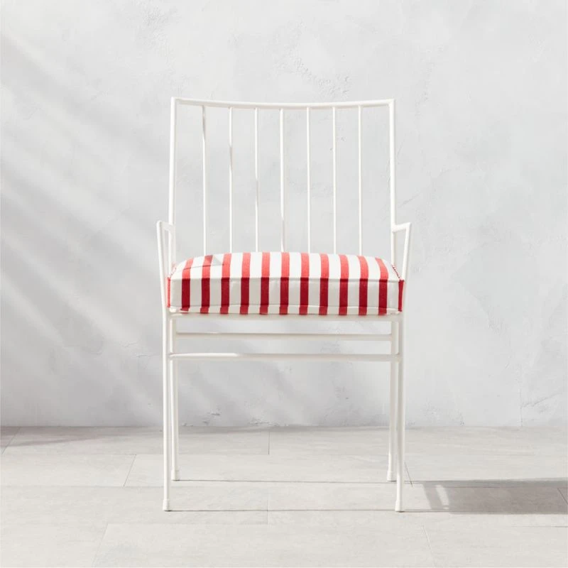 Pavilion Ivory Outdoor Patio Dining Armchair With Striped Sunbrella Cushion Model 6470 3 Pavilion Ivory Outdoor Patio Dining Armchair With Striped Sunbrella Cushion Model 6470