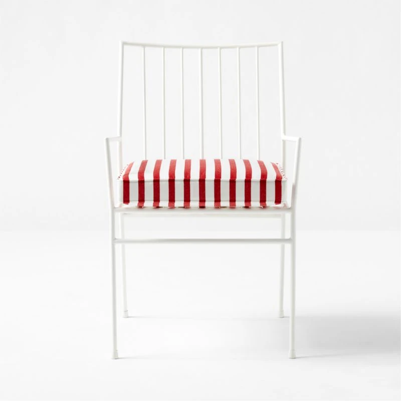 Pavilion Ivory Outdoor Patio Dining Armchair With Striped Sunbrella Cushion Model 6470 6 Pavilion Ivory Outdoor Patio Dining Armchair With Striped Sunbrella Cushion Model 6470 - Image 4