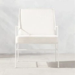 Pavilion Ivory Metal Outdoor Lounge Chair With Ivory Cushion Model 6471