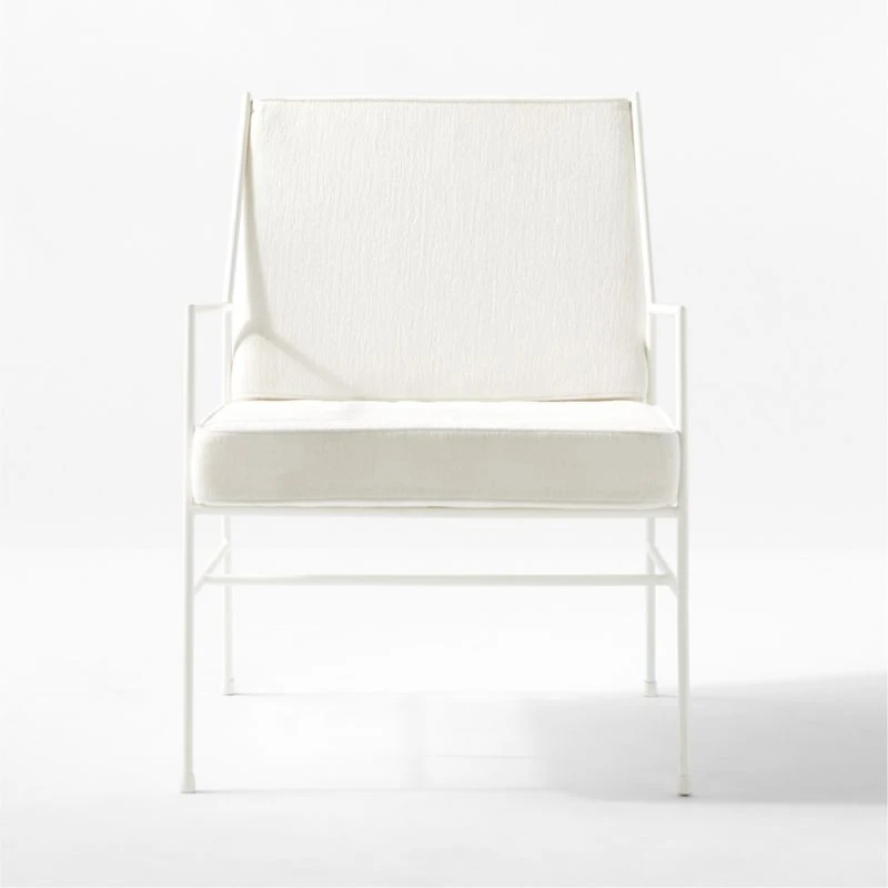 Pavilion Ivory Metal Outdoor Lounge Chair With Ivory Cushion Model 6471 4 Pavilion Ivory Metal Outdoor Lounge Chair With Ivory Cushion Model 6471 - Image 2