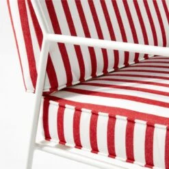 Pavilion Ivory Metal Outdoor Sofa With Striped Cushions Model 6490 -Home Furnishing Store PvlnIvSofaWStdChM6490AVSSS22