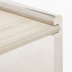 Raggio Stainless Steel Desk With White Wood Top -Home Furnishing Store RaggioPolishedSSDeskAVSSF22