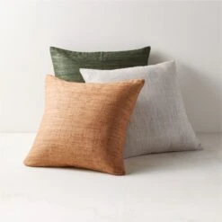 Raj Tawny Brown Silk Throw Pillow With Feather-Down Insert 20" -Home Furnishing Store RajSilkPillowGroupFHF22