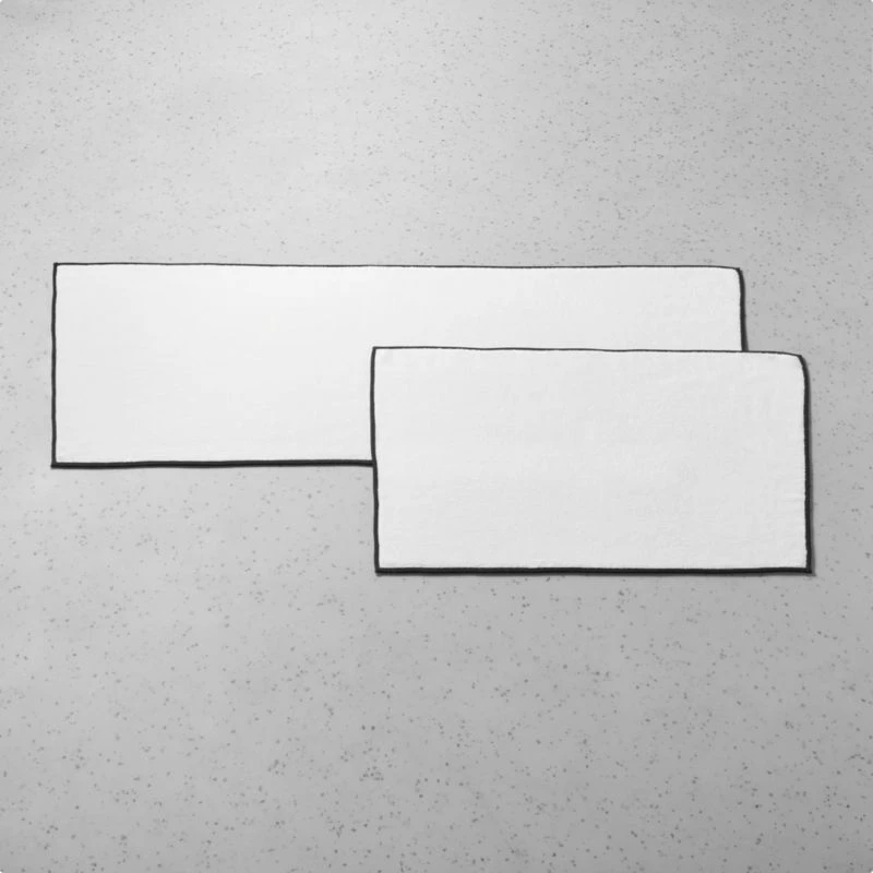 Range Organic Cotton White Bath Runner Rug With Black Trim 24"x60" 6 Range Organic Cotton White Bath Runner Rug With Black Trim 24"x60" - Image 4