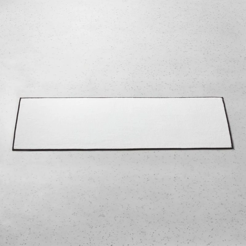 Range Organic Cotton White Bath Runner Rug With Black Trim 24"x60" 4 Range Organic Cotton White Bath Runner Rug With Black Trim 24"x60" - Image 2