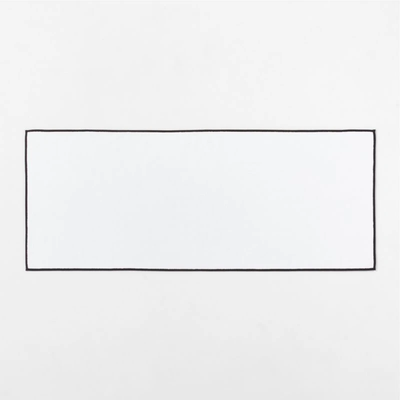 Range Organic Cotton White Bath Runner Rug With Black Trim 24"x60" 3 Range Organic Cotton White Bath Runner Rug With Black Trim 24"x60"