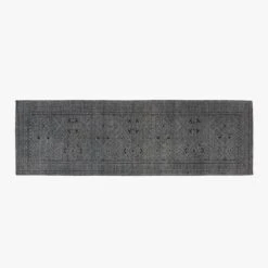 Raumont Handknotted Grey Geometric Runner Rug 2.5'x8'