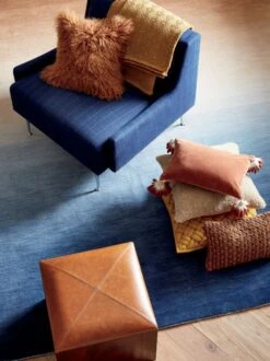 Bicoastal Hand Woven Navy Area Rug 5'x8' -Home Furnishing Store RegentNavyPlaidWingbackAG19