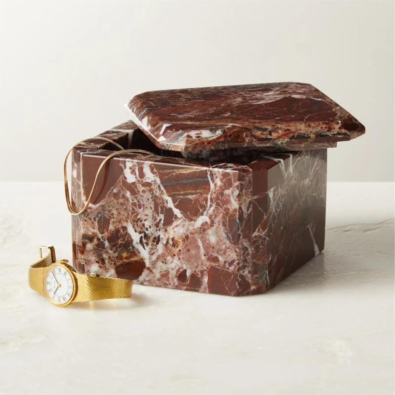 Rosa Levanto Emerald Cut Marble Box 4 Rosa Levanto Emerald Cut Marble Box - Image 2