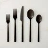 20-Piece Rush Brushed Black Flatware Set -Home Furnishing Store RushBrhdBlkFltwr20PcSSHS22