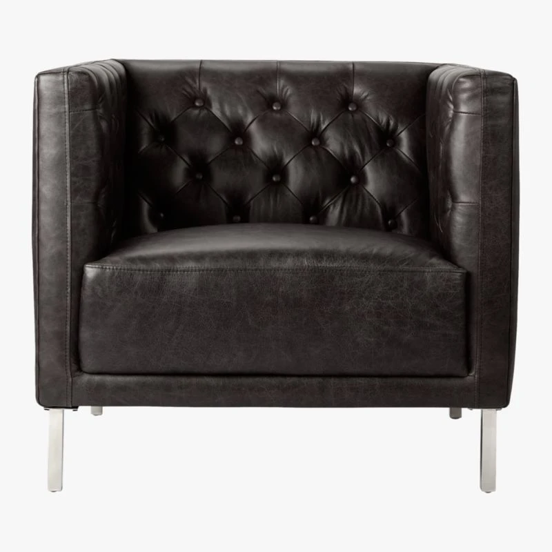 Savile Bello Black Leather Tufted Chair 4 Savile Bello Black Leather Tufted Chair - Image 2