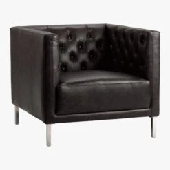 Savile Bello Black Leather Tufted Chair 9 Savile Bello Black Leather Tufted Chair -Home Furnishing Store SavileLeatherChairSOF16