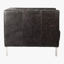 Savile Bello Black Leather Tufted Chair 10 Savile Bello Black Leather Tufted Chair -Home Furnishing Store SavileLeatherChairSideF16