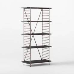 Scala Black Wood Bookshelf With Metal Frame -Home Furnishing Store ScalaBkWdOpenBookcase3QSSS22