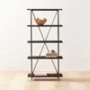 Scala Black Wood Bookshelf With Metal Frame -Home Furnishing Store ScalaBkWdOpenBookcaseAVSHS22