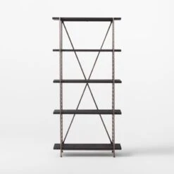 Scala Black Wood Bookshelf With Metal Frame -Home Furnishing Store ScalaBkWdOpenBookcaseSOSSS22