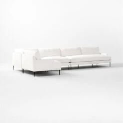 Scalino 4-Piece L-Shaped White Performance Velvet Sectional Sofa With Left Arm Chair -Home Furnishing Store Scalino4PWtStLAChrRALvst3QSSF22