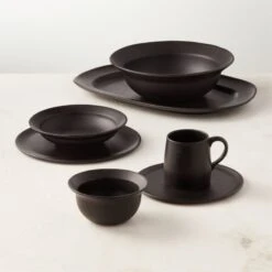 Sculpt Black Terracotta Serving Bowl -Home Furnishing Store SculptBlkTrrcttGroupFHF22 1