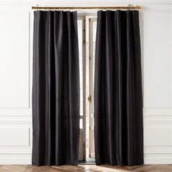 Seda Black Dupioni Silk Window Curtain Panel 48''x84''