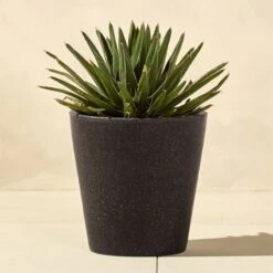 Shore Black Stone Indoor/Outdoor Planter Medium -Home Furnishing Store ShorePolyPlanterSmBlkROS17