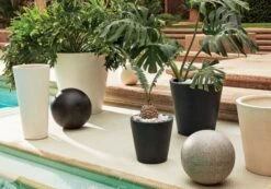 Shore Black Stone Indoor/Outdoor Planter Medium -Home Furnishing Store ShorePolyterrazzoPlantersM19