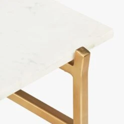 Slab Small Marble Coffee Table With Brass Base 17 Slab Small Marble Coffee Table With Brass Base -Home Furnishing Store SlabBrassCoffeeTbleAVF17