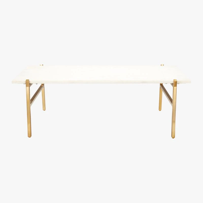 Slab Small Marble Coffee Table With Brass Base 7 Slab Small Marble Coffee Table With Brass Base - Image 5