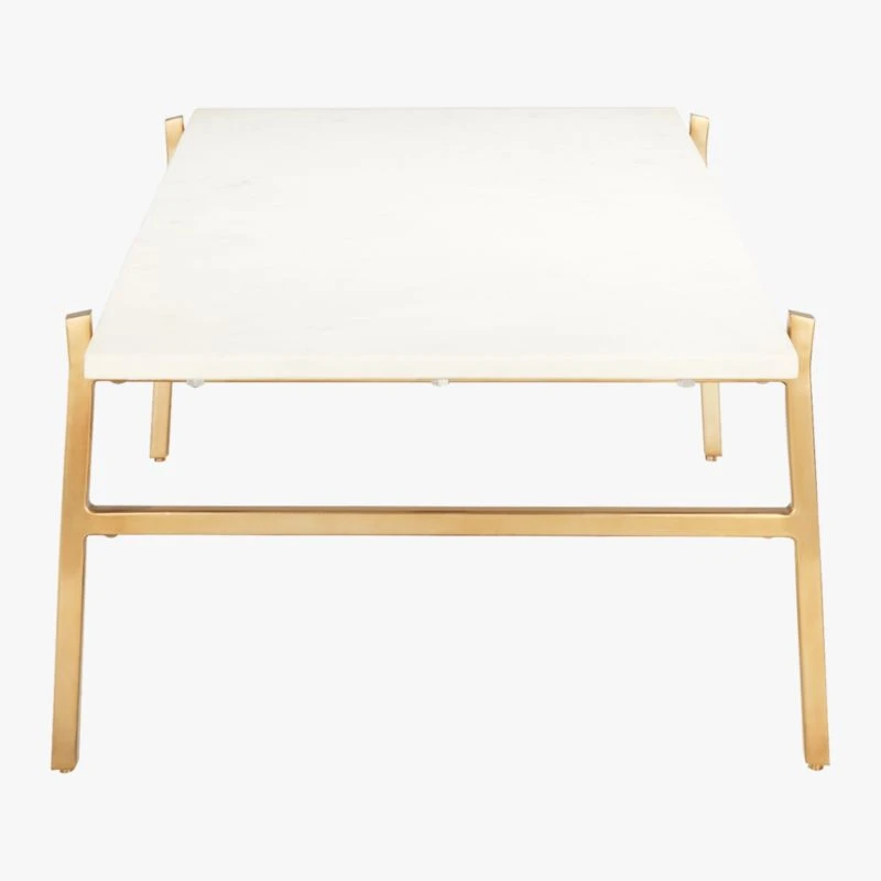 Slab Small Marble Coffee Table With Brass Base 9 Slab Small Marble Coffee Table With Brass Base - Image 7