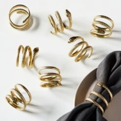 Slink Gold Napkin Rings Set Of 8
