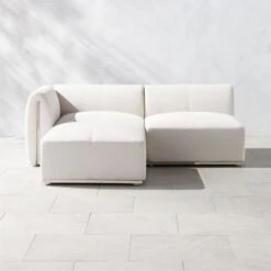 Sonya Outdoor 3-Piece Sectional With Neutral Sunbrella® Cushions