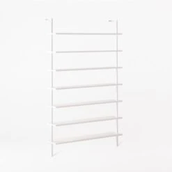 Stairway Wide White Metal Wall Mount Bookshelf 96'' -Home Furnishing Store Stairway96inWdShelvesWht3QSSF21