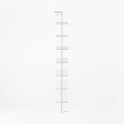 Stairway Wide White Metal Wall Mount Bookshelf 96'' -Home Furnishing Store Stairway96inWdShelvesWhtSDSSF21