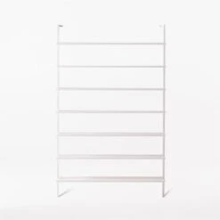 Stairway Wide White Metal Wall Mount Bookshelf 96'' -Home Furnishing Store Stairway96inWdShelvesWhtSOSSF21