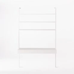 Stairway 2-Drawer White Wall Mount Desk With Shelves 96'' -Home Furnishing Store Stairway96inWideDeskWhtSOSSF21