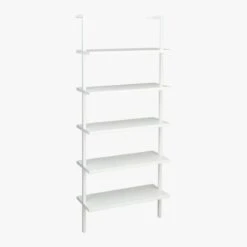 Stairway White Metal Wall Mount Bookshelf 72.5'' -Home Furnishing Store StairwayBookcaseWhiteShortAV1F15