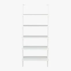 Stairway White Metal Wall Mount Bookshelf 72.5'' -Home Furnishing Store StairwayBookcaseWhiteShortF15